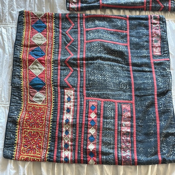 2 pottery barn pillows w button back closures. 19” x 19”. Boho hippie vibes. EUC - Picture 2 of 14